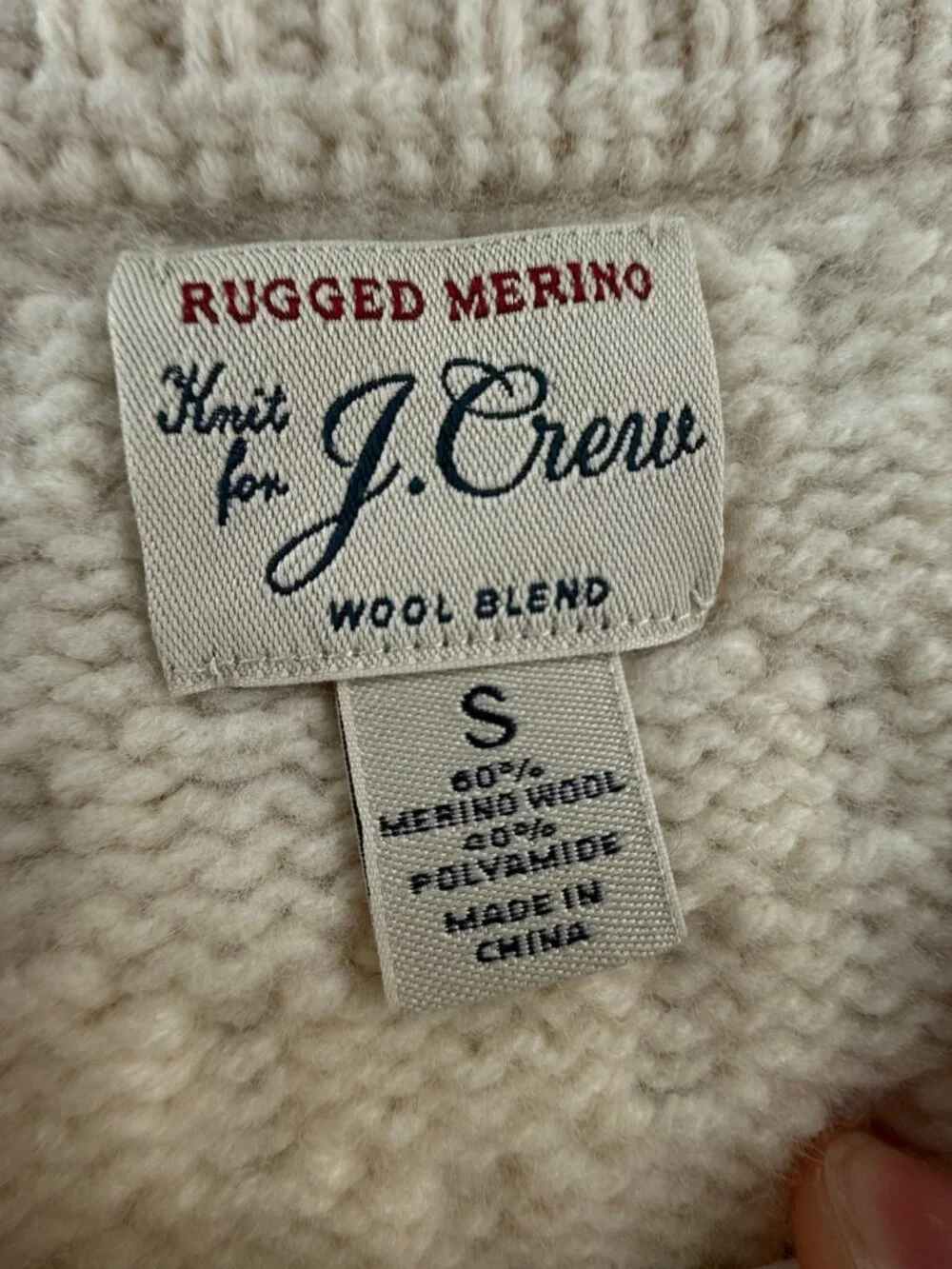 J. Crew Rugged Merino Fisherman Sweater Ivory Cable Knit Chunky Small Wool Uni - Picture 12 of 15